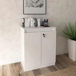 Balcão 74,5cm Tecno Mobili 2 Portas com Chave Branco