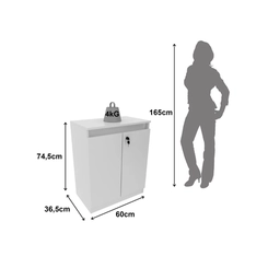 Balcão 74,5cm Tecno Mobili 2 Portas com Chave Branco