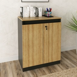 Balcão 74,5cm Tecno Mobili 2 Portas com Chave Amêndoa/Preto