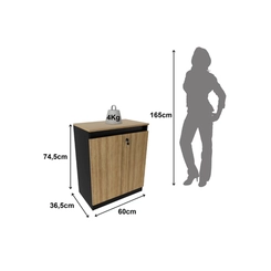 Balcão 74,5cm Tecno Mobili 2 Portas com Chave Amêndoa/Preto