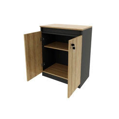 Balcão 74,5cm Tecno Mobili 2 Portas com Chave Amêndoa/Preto