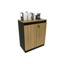 Balcão 74,5cm Tecno Mobili 2 Portas com Chave Amêndoa/Preto