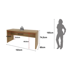 Mesa de Escritório 163cm Tecno Mobili Amêndoa