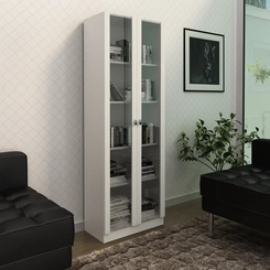 Armário 2 Portas com Vidro Tecno Mobili Branco