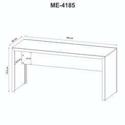 Mesa de Escritório 180cm Tecno Mobili Amêndoa