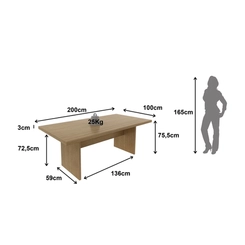 Mesa de Escritório 200cm Tecno Mobili Amêndoa