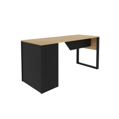 Mesa de Escritório 160cm Tecno Mobili com Prateleiras Amêndoa/Preto
