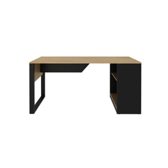 Mesa de Escritório 160cm Tecno Mobili com Prateleiras Amêndoa/Preto