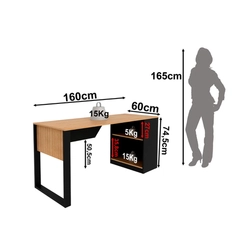 Mesa de Escritório 160cm Tecno Mobili com Prateleiras Amêndoa/Preto