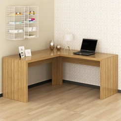 Mesa de Escritório de Canto 157,3cm Tecno Mobili Amêndoa