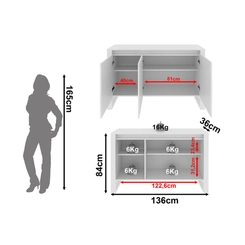 Balcão 136cm Tecno Mobili 3 Portas Branco
