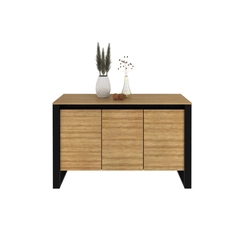 Balcão 136cm Tecno Mobili 3 Portas Amêndoa/Preto