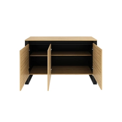 Balcão 136cm Tecno Mobili 3 Portas Amêndoa/Preto