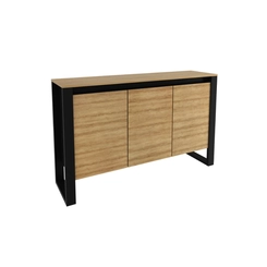 Balcão 136cm Tecno Mobili 3 Portas Amêndoa/Preto
