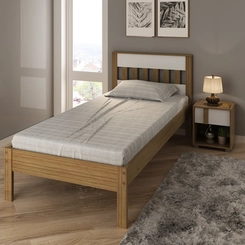 Cama Solteiro Tecno Mobili Amêndoa/Branco SE