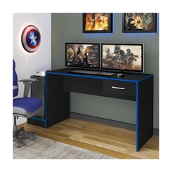 Escrivaninha Artely 4176 1 Gaveta Preto/Azul SE