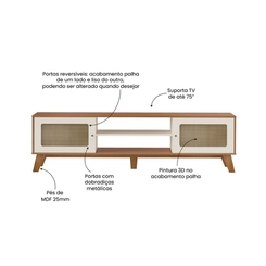 Rack para TV até 75''  Artely 2 Portas 4675 Cinamomo/Off White SE