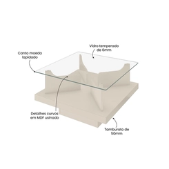 Mesa de Centro Quadrada Artely 4582 Off White SE