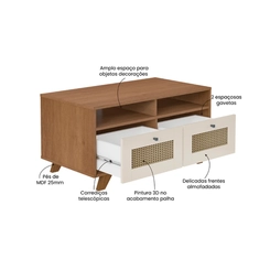 Mesa de Centro Retangular Artely 4672 Cinamomo/Off White SE
