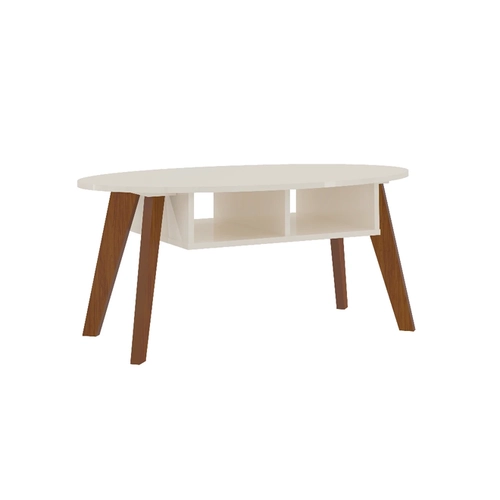 Mesa de Centro Oval Artely 4612 Off White/Cedro SE