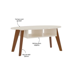 Mesa de Centro Oval Artely 4612 Off White/Cedro SE