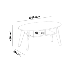 Mesa de Centro Oval Artely 4612 Off White/Cedro SE