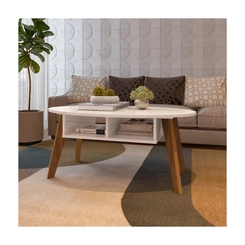 Mesa de Centro Oval Artely 4612 Off White/Cedro SE