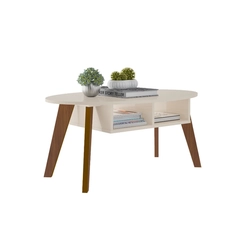 Mesa de Centro Oval Artely 4612 Off White/Cedro SE