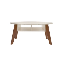 Mesa de Centro Oval Artely 4612 Off White/Cedro SE
