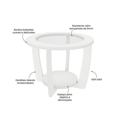 Mesa de Centro Redonda Artely 4629 Branco SE