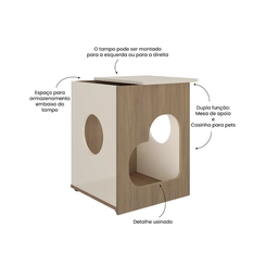 Mesa de Apoio Artely Pet 4574 Carvalho/Off White SE