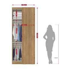 Guarda-Roupa Módulo 1 Porta THB 5922 Cappuccino SE