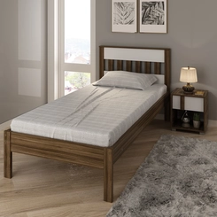 Cama Solteiro Tecno Mobili Nogal/Branco SE