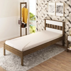 Cama Solteiro Tecno Mobili Nogal/Branco SE