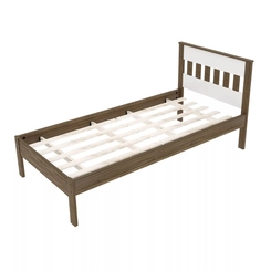 Cama Solteiro Tecno Mobili Nogal/Branco SE