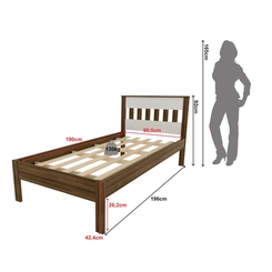 Cama Solteiro Tecno Mobili Nogal/Branco SE