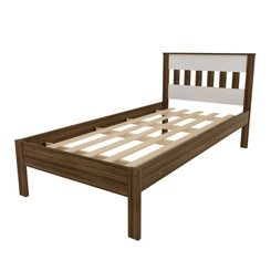 Cama Solteiro Tecno Mobili Nogal/Branco SE
