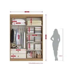 Guarda-Roupa 3 Portas THB 5926 Capuccino/Off White SE