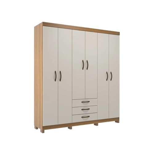 Guarda-Roupa 6 Portas Decibal RP3637.02 Ipê/Cristalo SE