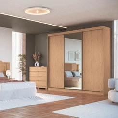 Guarda-Roupa 3 Portas Imperial New Castro 0924M com Espelho Angelin/Duna SE