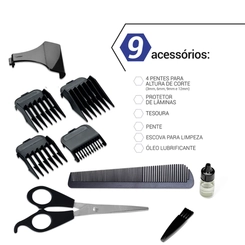Máquina de Cortar Cabelo com Acessórios 18W Philco PCR12CR Preto