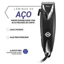 Máquina de Cortar Cabelo com Acessórios 18W Philco PCR12CR Preto