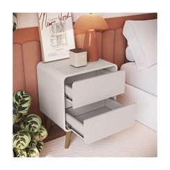Mesa de Cabeceira Completa Móveis 2 Gavetas CV001BDBD Bege Dunas SE