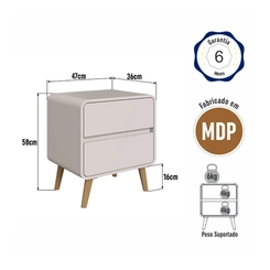 Mesa de Cabeceira Completa Móveis 2 Gavetas CV001BDBD Bege Dunas SE