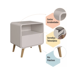 Mesa de Cabeceira Completa Móveis 1 Gaveta CV002BDBD Bege Dunas SE