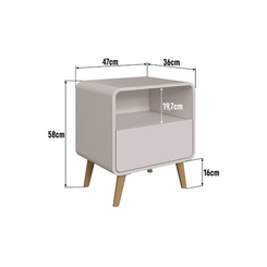 Mesa de Cabeceira Completa Móveis 1 Gaveta CV002BDBD Bege Dunas SE