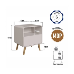 Mesa de Cabeceira Completa Móveis 1 Gaveta CV002BDBD Bege Dunas SE