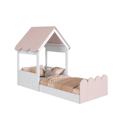 Cama Solteiro Completa Móveis Branco/Rosa SE