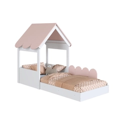 Cama Solteiro Completa Móveis Branco/Rosa SE