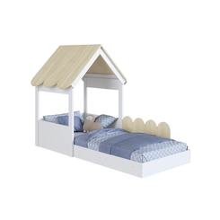 Cama Solteiro Completa Móveis Branco/Carvalho SE
